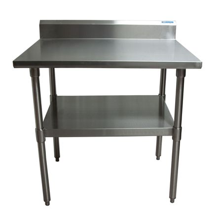Bk Resources Work Table Stainless Steel With Undershelf, 5" Backsplash 36"Wx24"D VTTR5-3624